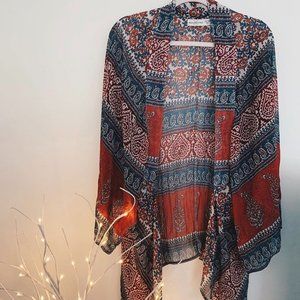 Red, white and blue kimono